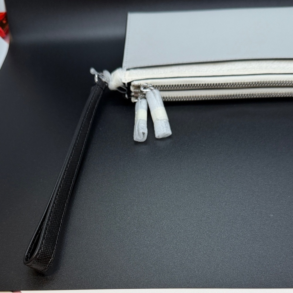 Kate Spade Madison Double Zip Wristlet Saffiano Leather Platinum Grey Multi - Picture 5 of 10